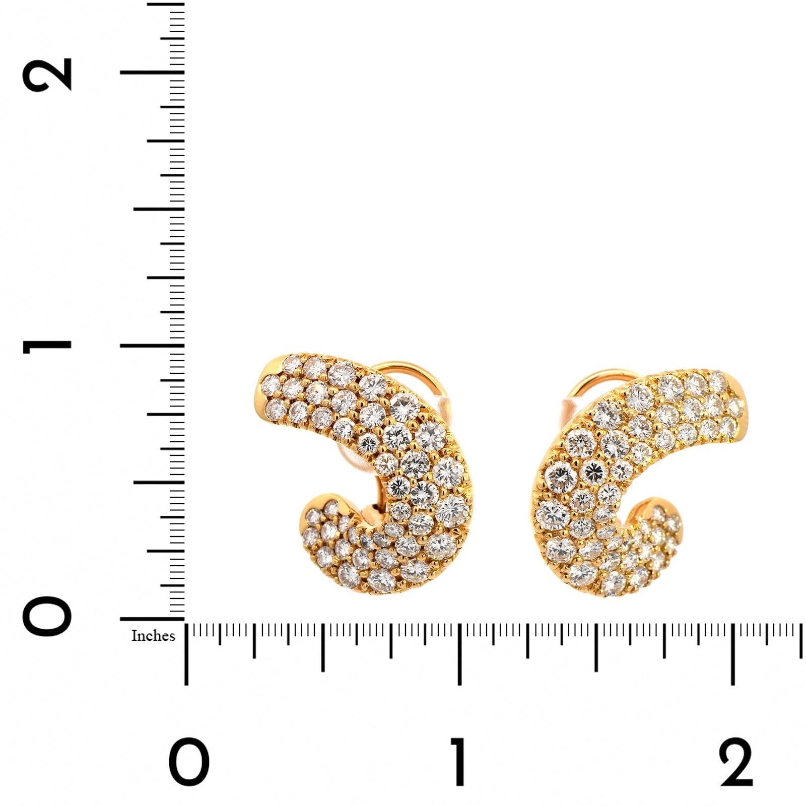 18K Yellow Gold Wide Pave Diamond Wrap Stud Earrings