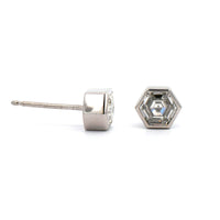 18K White Gold Bezel Set Diamond Stud Earrings