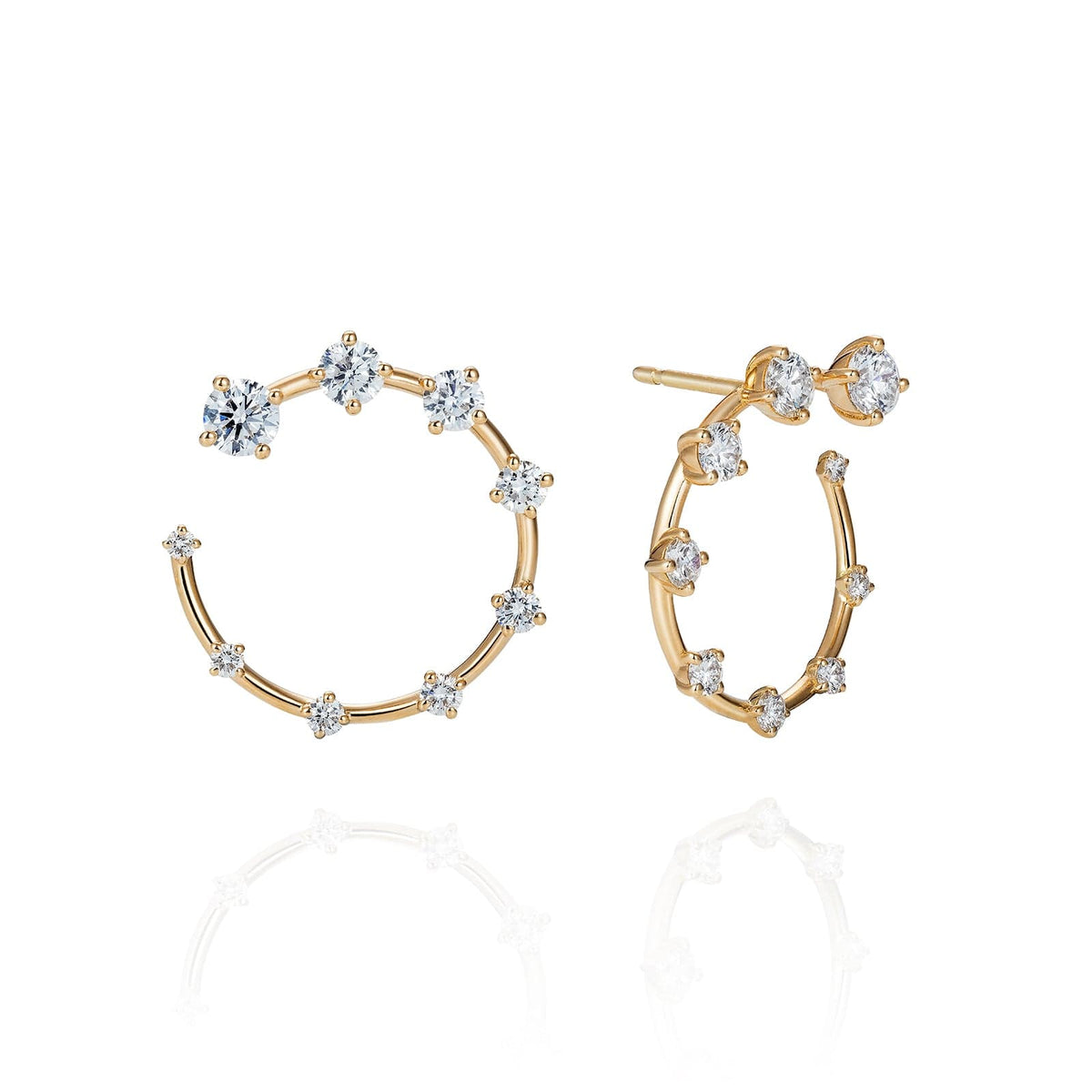 Fernando Jorge 18K Yellow Gold Graduated Diamond Small Hoop Earrings