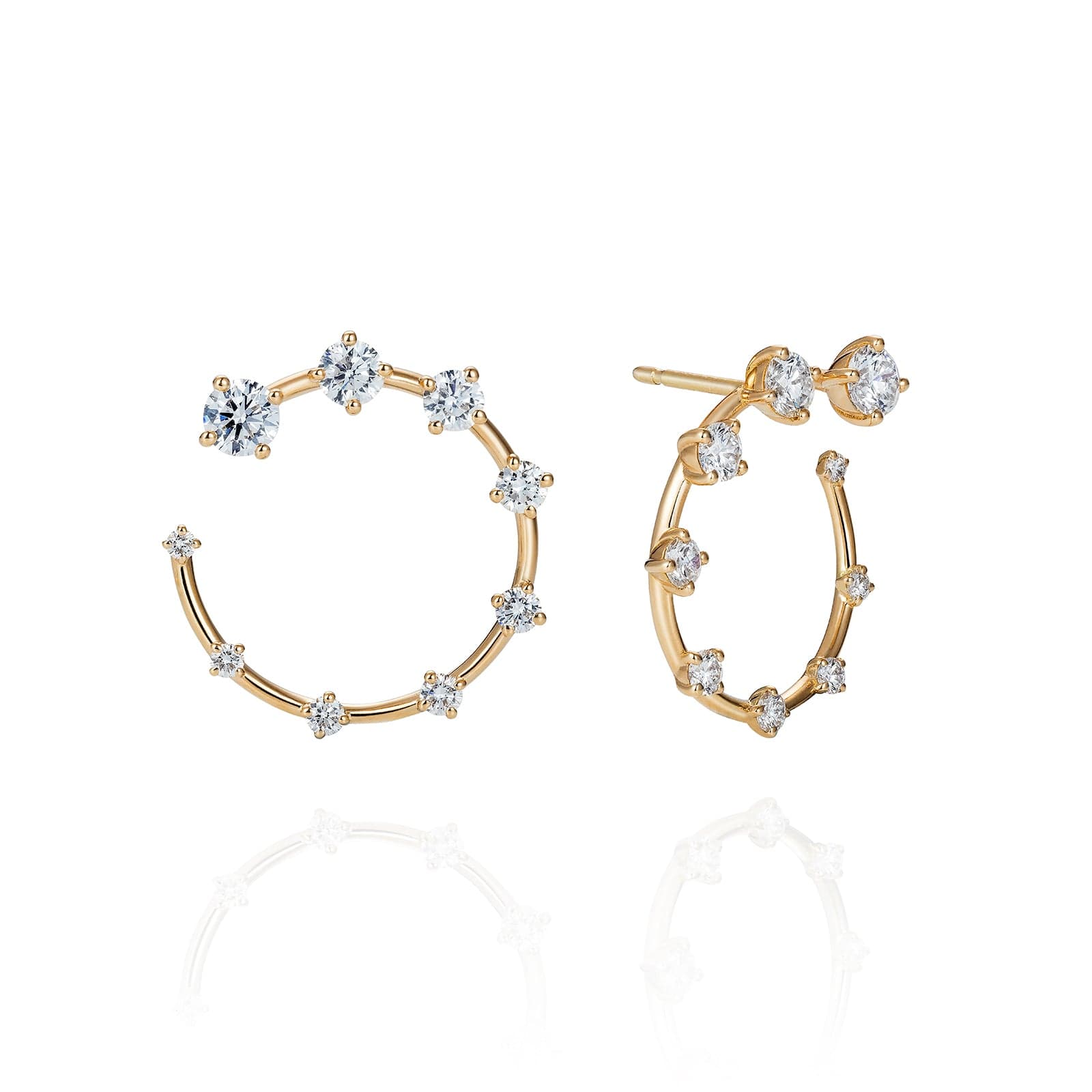 Fernando Jorge 18K Yellow Gold Graduated Diamond Small Hoop Earrings