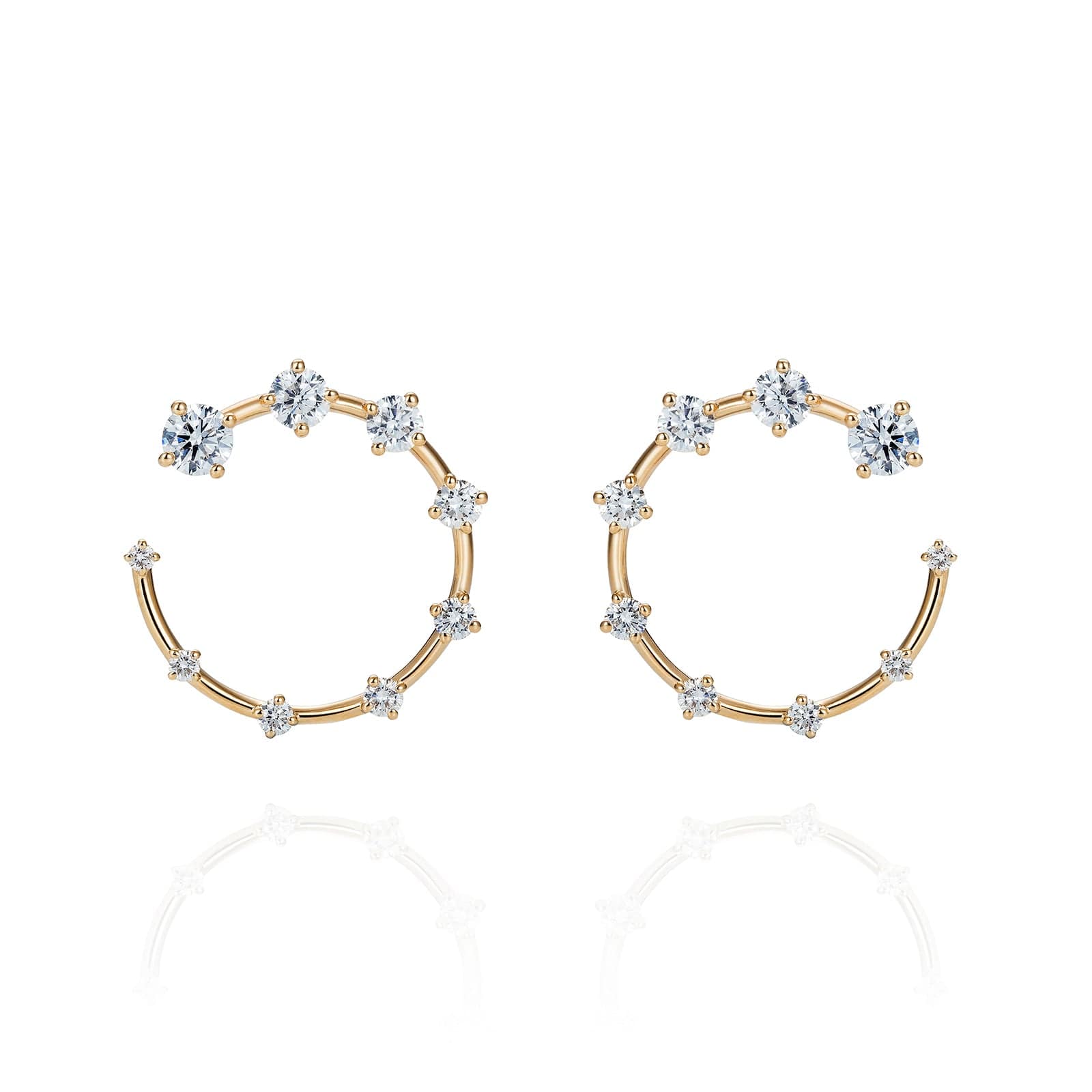 Fernando Jorge 18K Yellow Gold Graduated Diamond Small Hoop Earrings