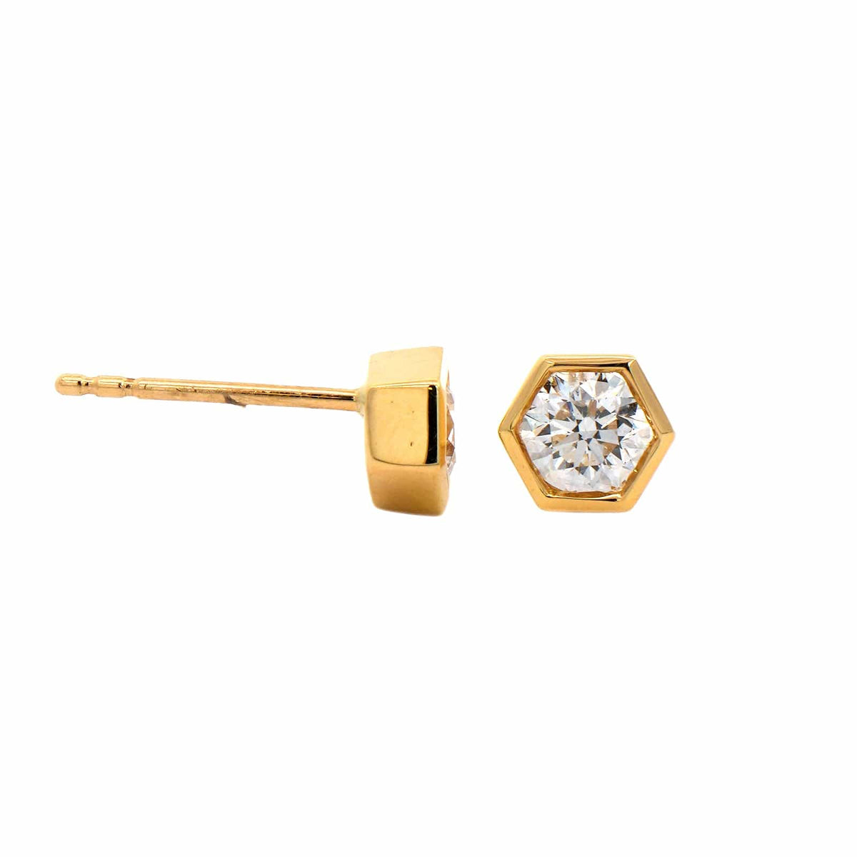 18K Yellow Gold Diamond Stud Earrings