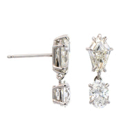 Platinum Step Cut Kite Diamond Drop Earrings