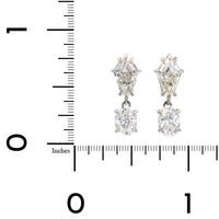 Platinum Step Cut Kite Diamond Drop Earrings