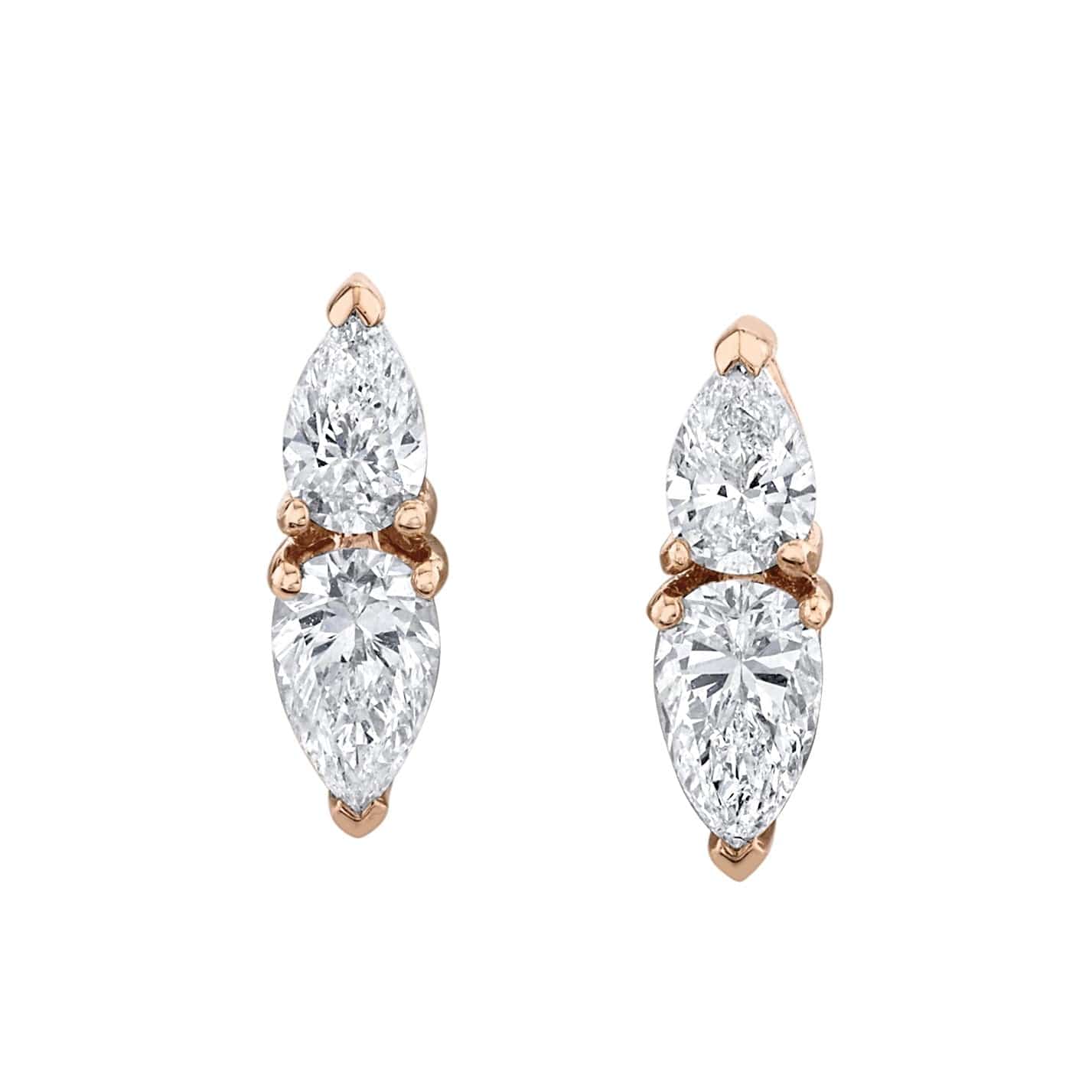 Anita Ko 18K Rose Gold Double Pear Shaped Diamond Studs
