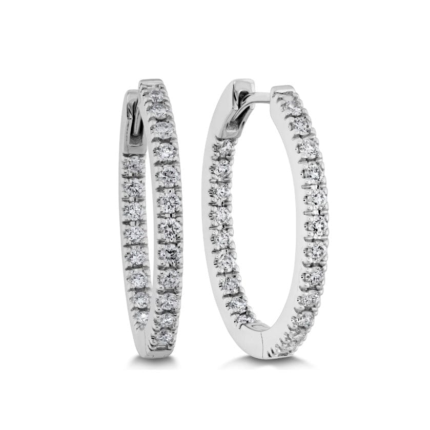 18K White Gold Diamond Huggie Earrings