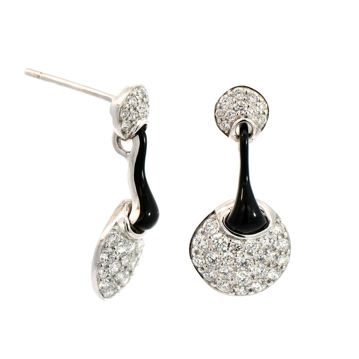 Etho Maria 18K White Gold Diamond and Black Ceramic Drop Earrings