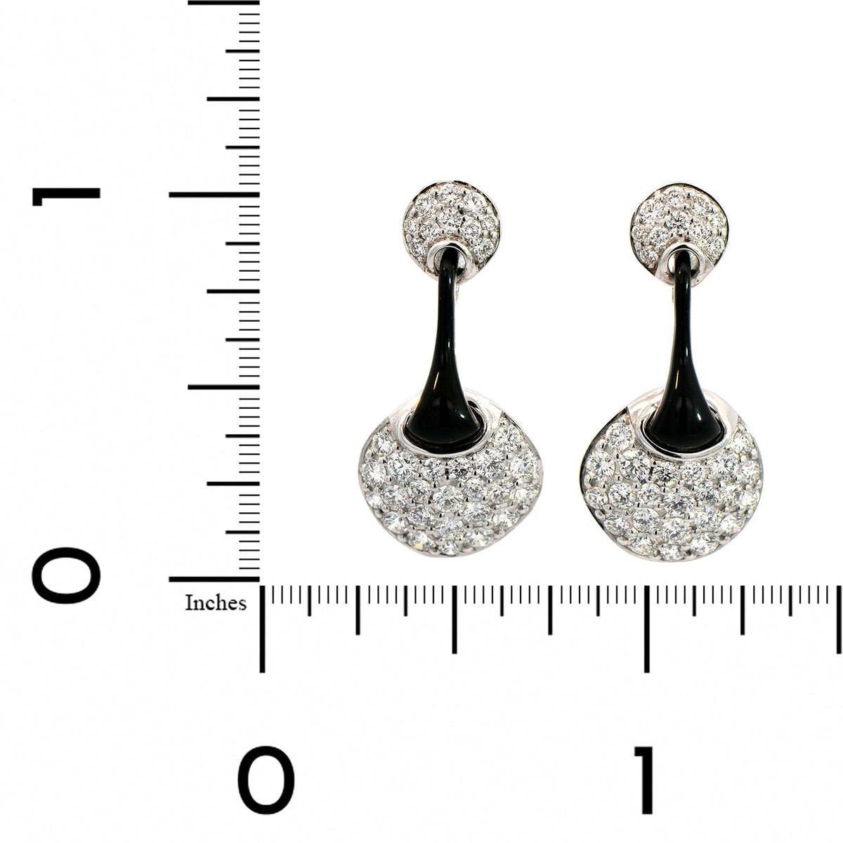 Etho Maria 18K White Gold Diamond and Black Ceramic Drop Earrings