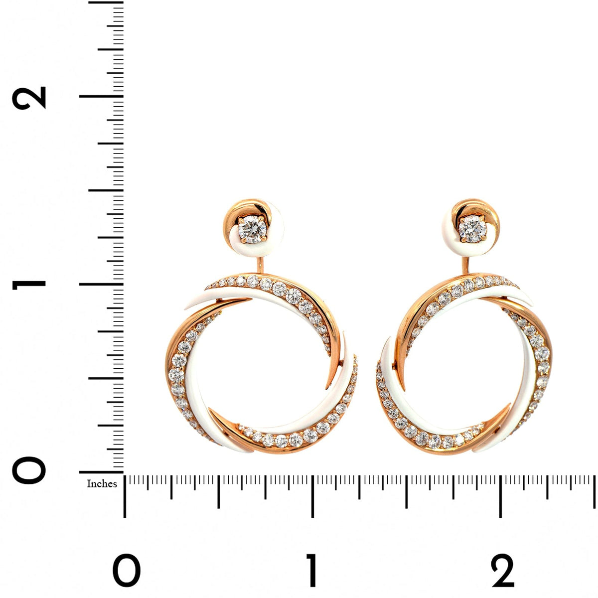 Etho Maria 18K Rose Gold Diamond and White Ceramic Hoop Earrings – Long ...
