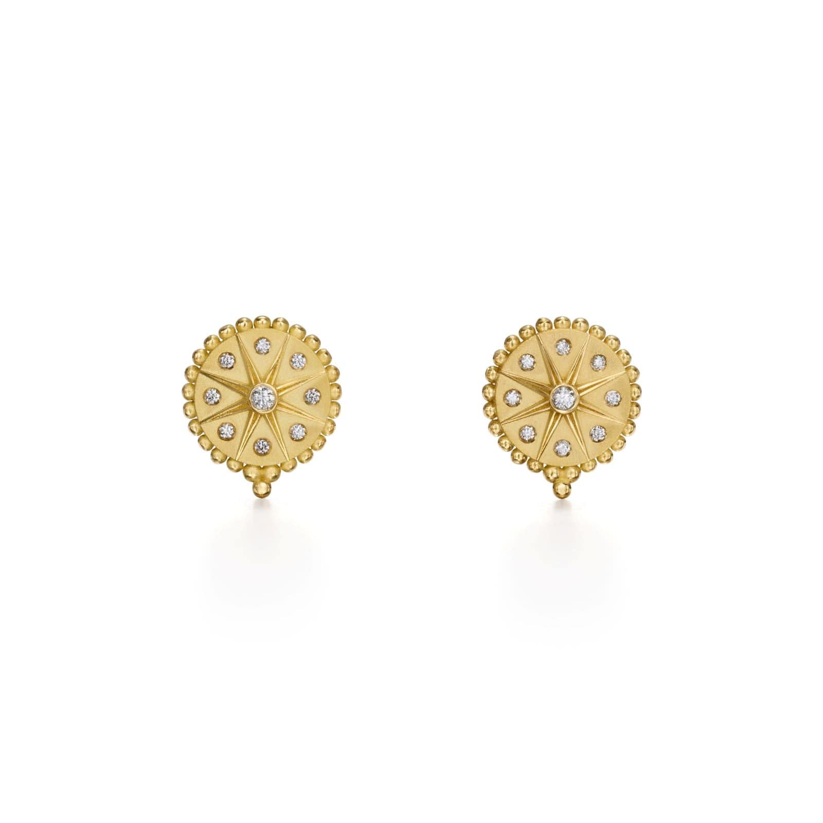Temple St. Clair 18K Yellow Gold Orbit Star Diamond Stud Earrings