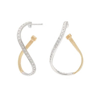 Marco Bicego Marrakech 18K Yellow and White Gold Diamond Twisted Hoops