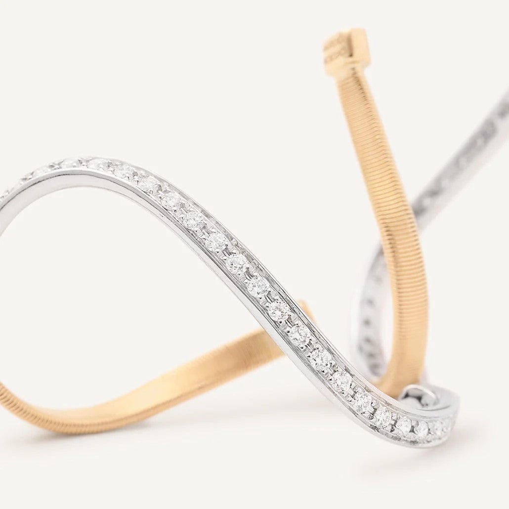 Marco Bicego Marrakech 18K Yellow and White Gold Diamond Twisted Hoops
