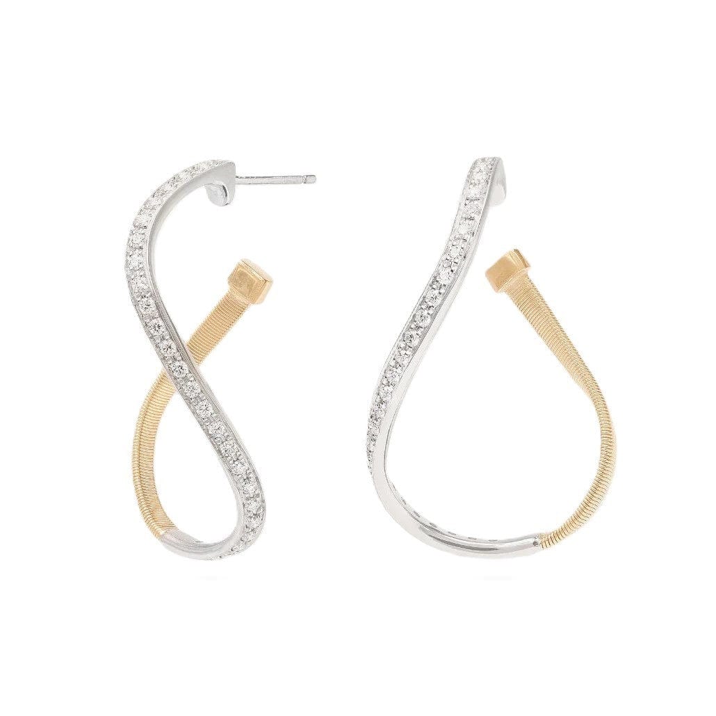 Marco Bicego Marrakech 18K Yellow and White Gold Diamond Twisted Hoops