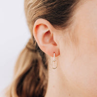 Anzie 14K Yellow Gold Classique Pave Diamond Paper Clip Double Hoops