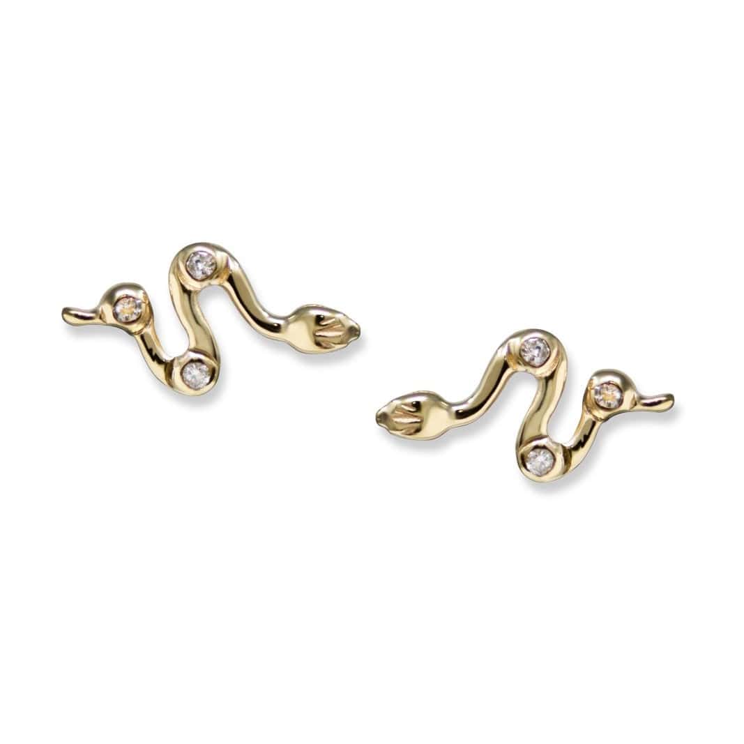 Anzie 14K Yellow Gold Soldera Snake Diamond Studs