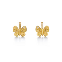 Temple St. Clair 18K Yellow Gold Butterfly Diamond Stud Earrings