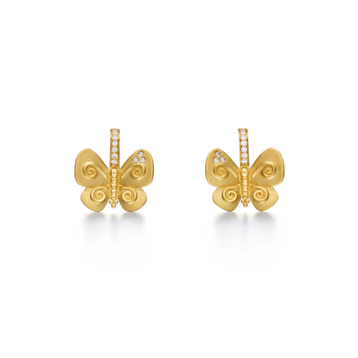 Temple St. Clair 18K Yellow Gold Butterfly Diamond Stud Earrings