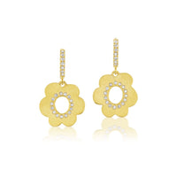 Christina Alexiou 18K Yellow Gold Small Diamond Flower Drop Earrings