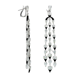 Etho Maria 18K White Gold Oval & Pear Shaped Diamond Chandelier Earrings