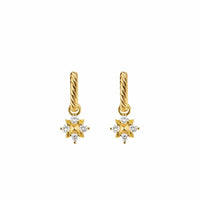 Petite Modern Renaissance Pyramid Drop Earrings 18K Yellow Gold with Diamonds, 18.8mm