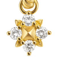 Petite Modern Renaissance Pyramid Drop Earrings 18K Yellow Gold with Diamonds, 18.8mm