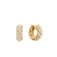 Sculpted Cable Hoop Earrings 18K Yellow Gold with Diamonds, 14.4mm
