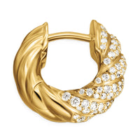 Sculpted Cable Hoop Earrings 18K Yellow Gold with Diamonds, 14.4mm