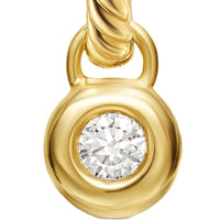 Petite Cable Huggie Drop Earrings 18K Yellow Gold with Diamonds, 17.5mm