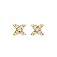 Crossover X Stud Earrings 18K Yellow Gold with Diamonds, 6mm