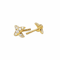 Crossover X Stud Earrings 18K Yellow Gold with Diamonds, 6mm
