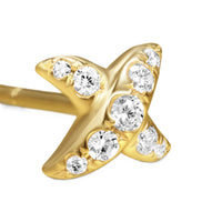 Crossover X Stud Earrings 18K Yellow Gold with Diamonds, 6mm
