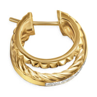 Crossover Trio Multi Row Hoop Earrings 18K Yellow Gold with Diamonds, 18mm