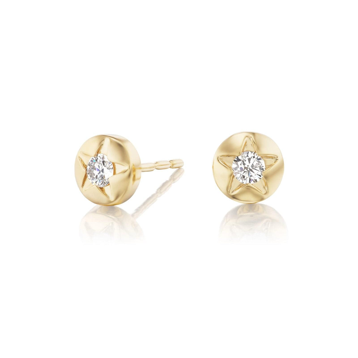 Sorellina 18K Yellow Gold Diamond Star Studs