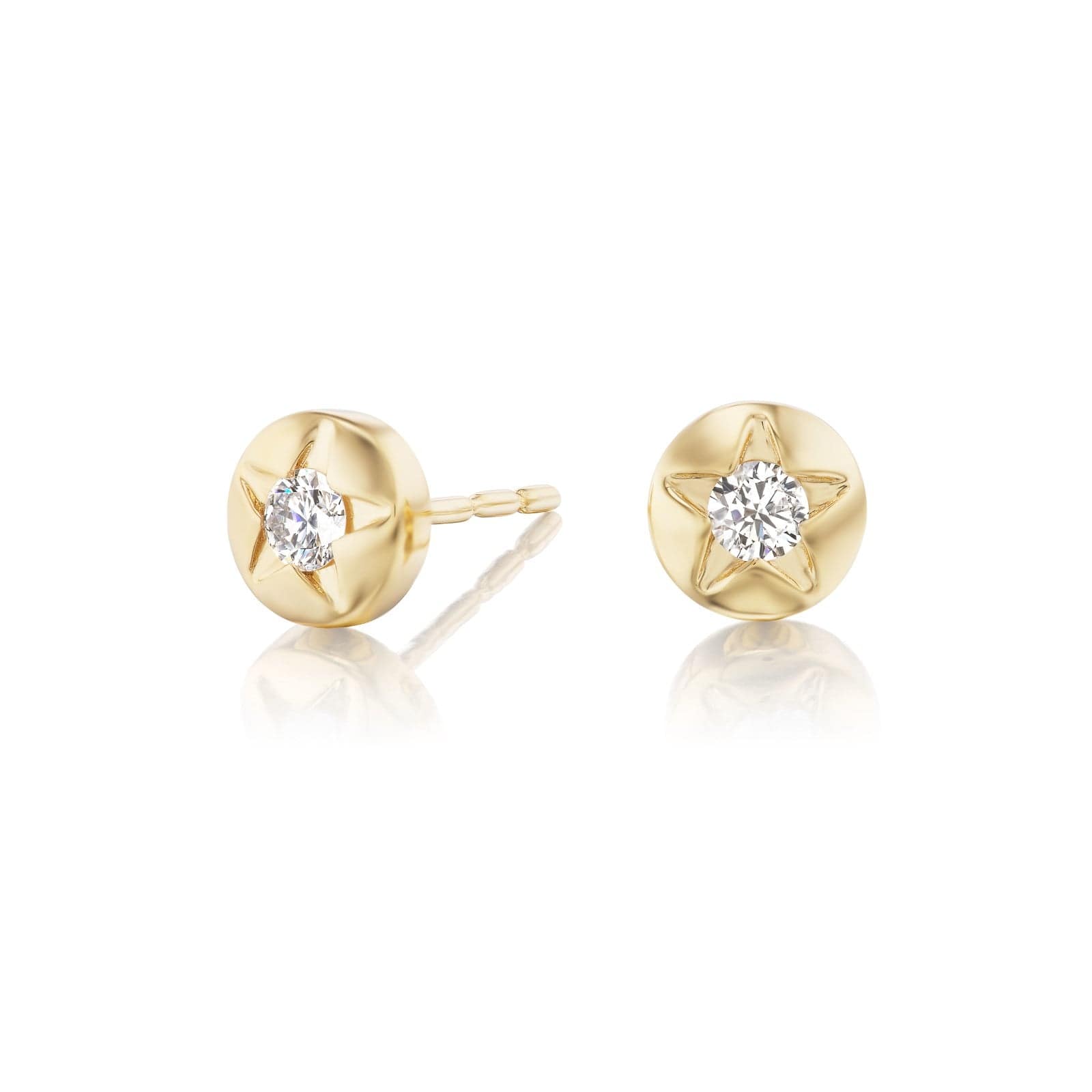 Sorellina 18K Yellow Gold Diamond Star Studs