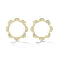 CADAR 18K Yellow Gold Triplet Pave Diamond Stud Earrings