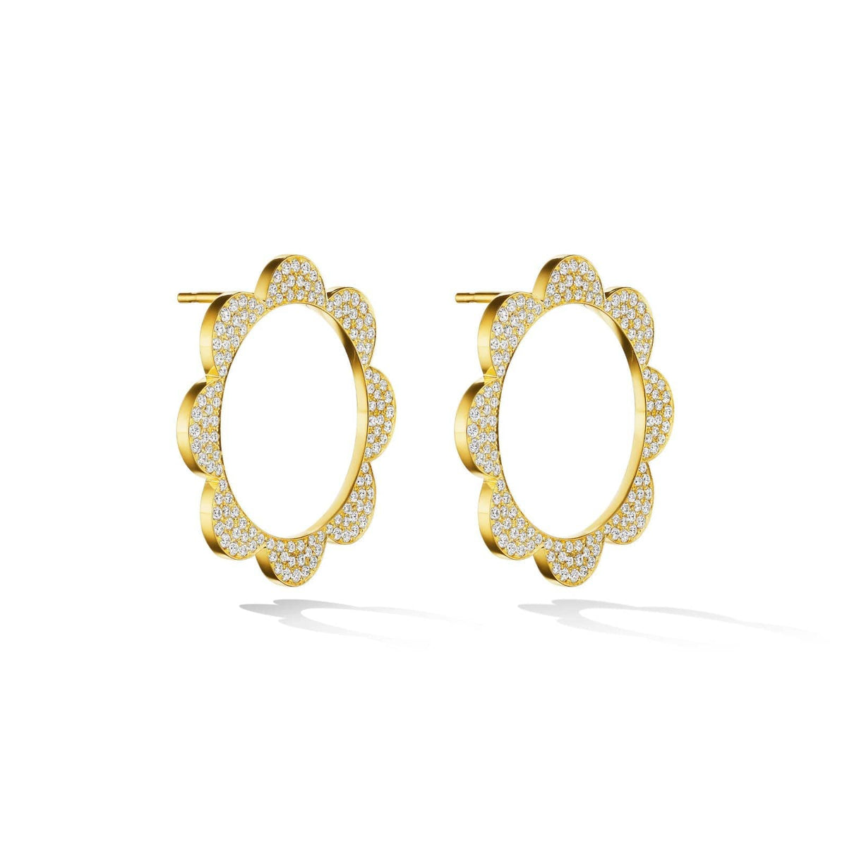 Cadar 18K Yellow Gold Triplet Pave Diamond Stud Earrings