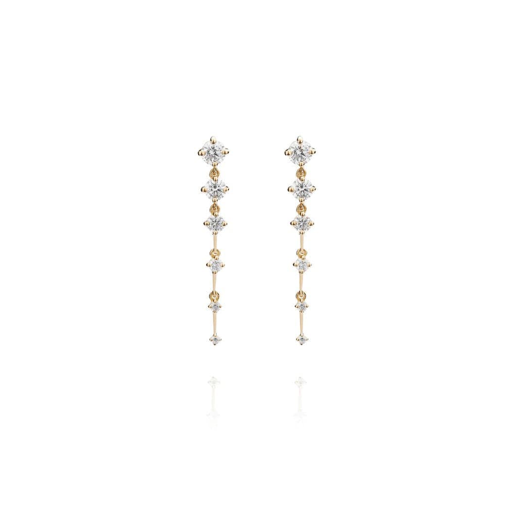 18K Yellow Gold Diamond Short Sequence Earrings