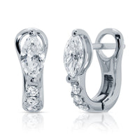 Anita Ko 18K White Gold Pave and Marquise Diamond Huggie Earrings