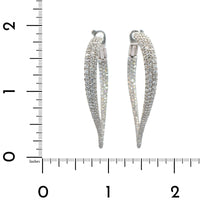 18K White Gold V Shaped Pave Diamond Hoops