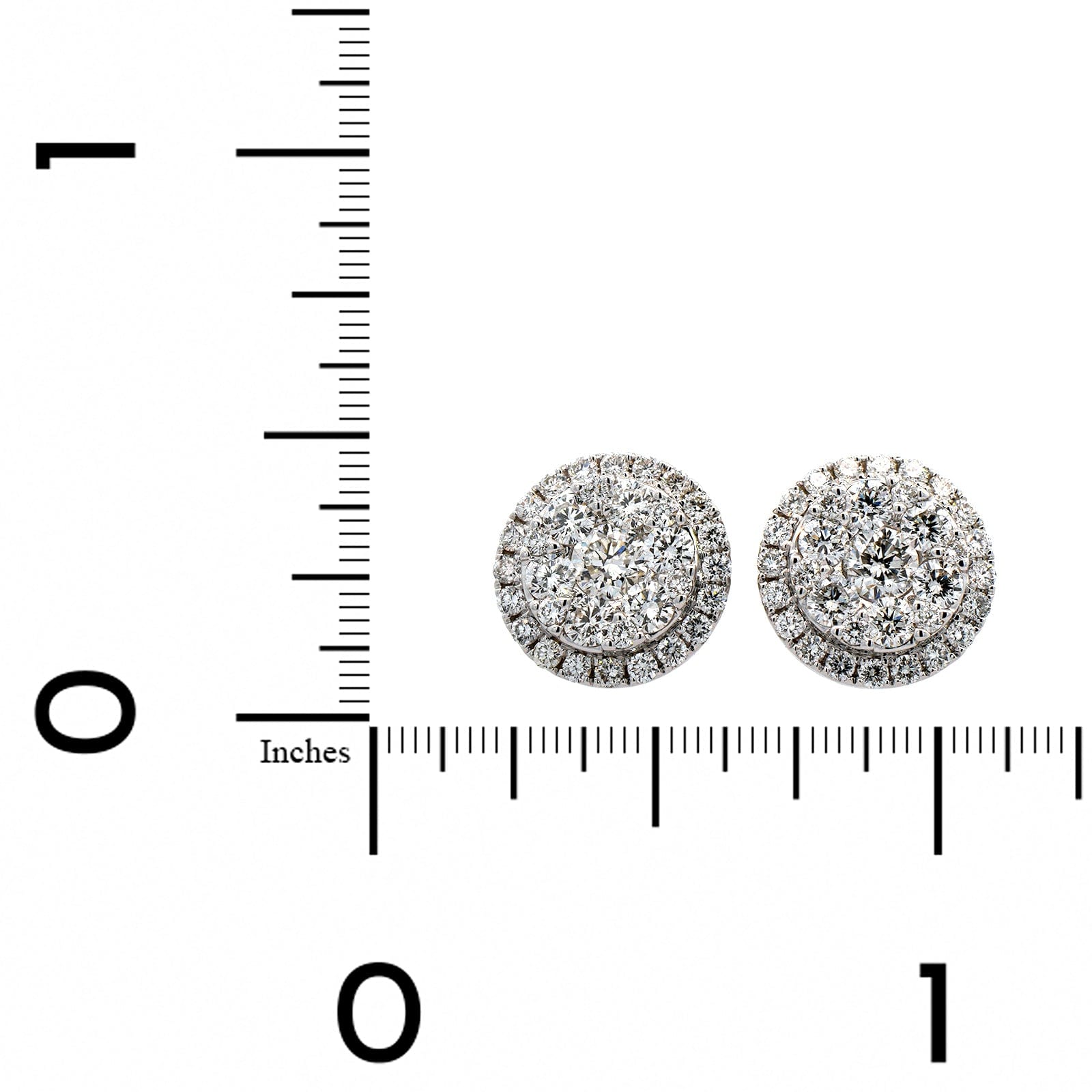 14K White Gold Cluster Diamond Halo Stud Earrings