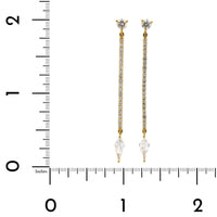 18K Yellow Gold Diamond Dangle Stick Earrings