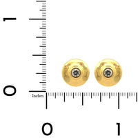 18K Yellow Gold Diamond Button Stud Earrings