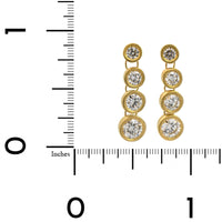 18K Yellow Gold Graduating Bezel Set Diamond Dangle Earrings
