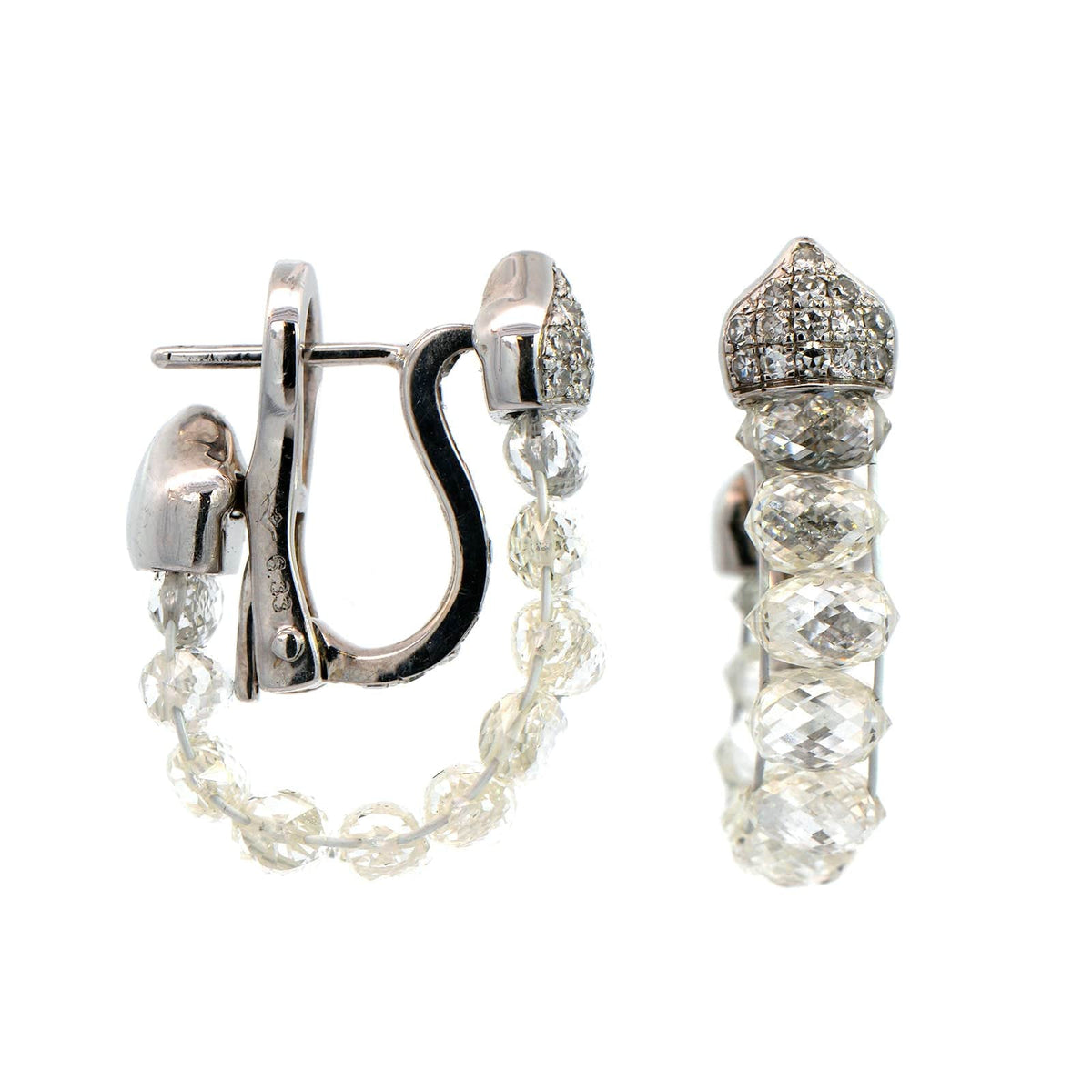 Eclat Jewels 18K White Gold & Platinum Briolette Diamond Drop Earrings