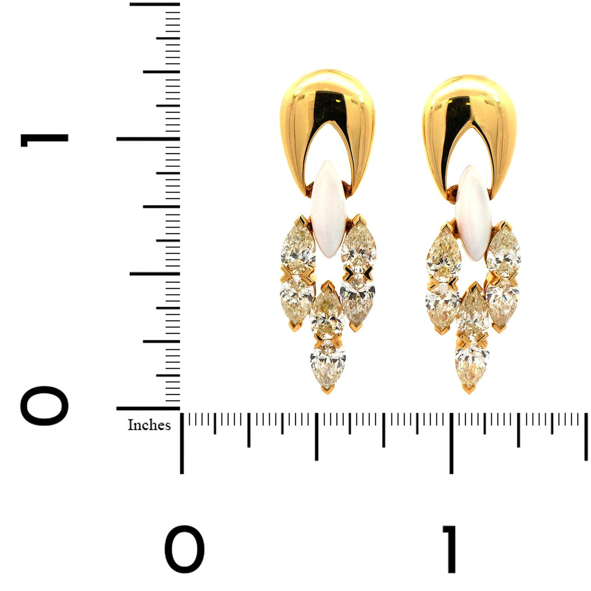 Etho Maria 18K Yellow Gold Diamond and White Ceramic Drop Earrings