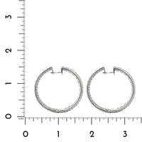 18K White Gold Pave Diamond Hoop Earrings