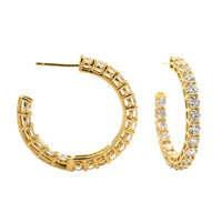 18K Yellow Gold Open Diamond Hoop Earrings