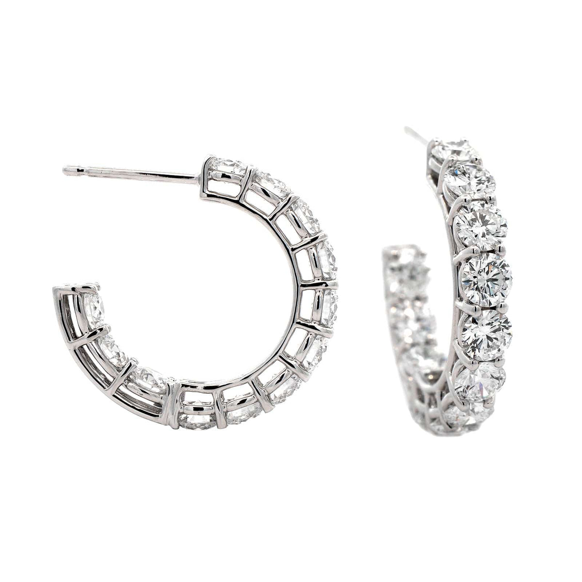18K White Gold Open Diamond Hoop Earrings