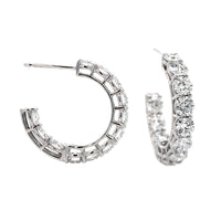 18K White Gold Open Diamond Hoop Earrings