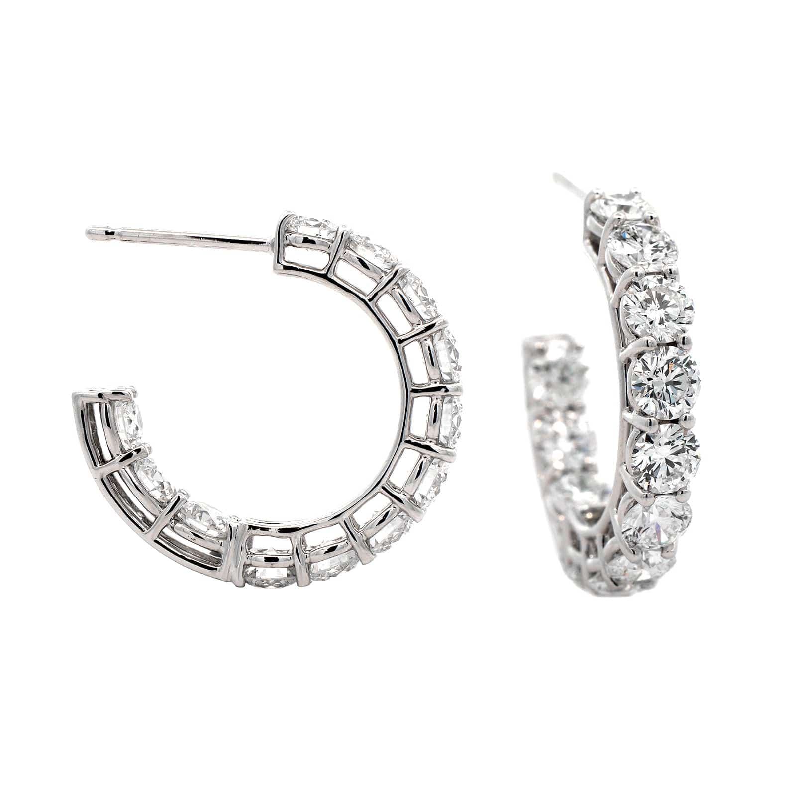18K White Gold Open Diamond Hoop Earrings